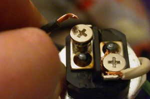 attaching power wires to the heater